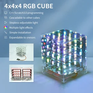 4x4x4 RGB LED CUBE Electronic Kit For Arduino Voice control Support