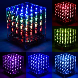 4x4x4 RGB LED CUBE Electronic Kit For Arduino Voice control Support