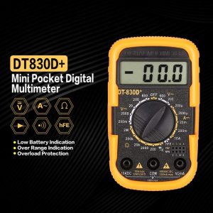 Digital Multimeter DT830D+ with Protective Cover & Battery Included