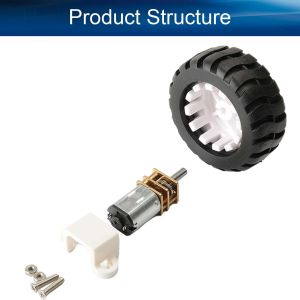 Mini Geared Motor Set with Wheel & Mounting Bracket 6V 200RPM