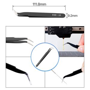 6PCS Precision Anti-Static Tweezers Set for Electronics & 3D Printing
