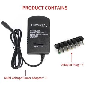 Universal Adjustable DC Power Adapter 3A (36W) | 3V-12V with 7 DC Tips